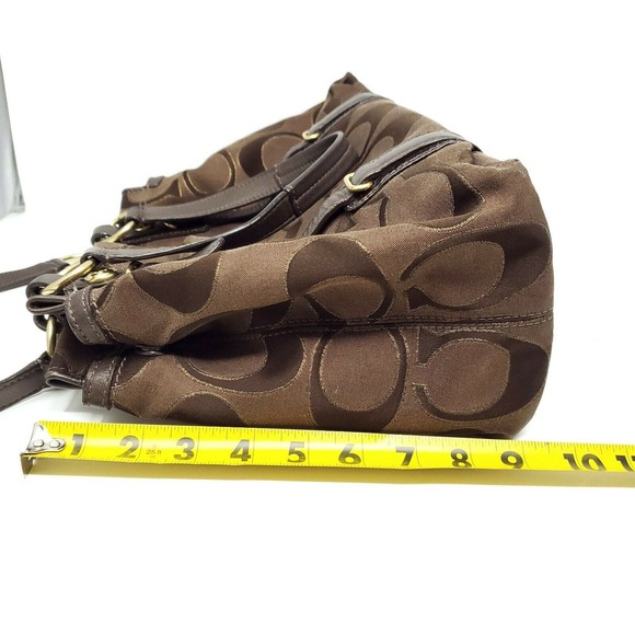 Coach Mia Handbag Signature Jacquard Sateen Satchel Bag Purse Brown Style 15402 - Picture 6 of 11